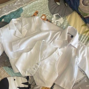 4 piece white vest, bow tie, button up shirt and blazer by Rafael size Large.